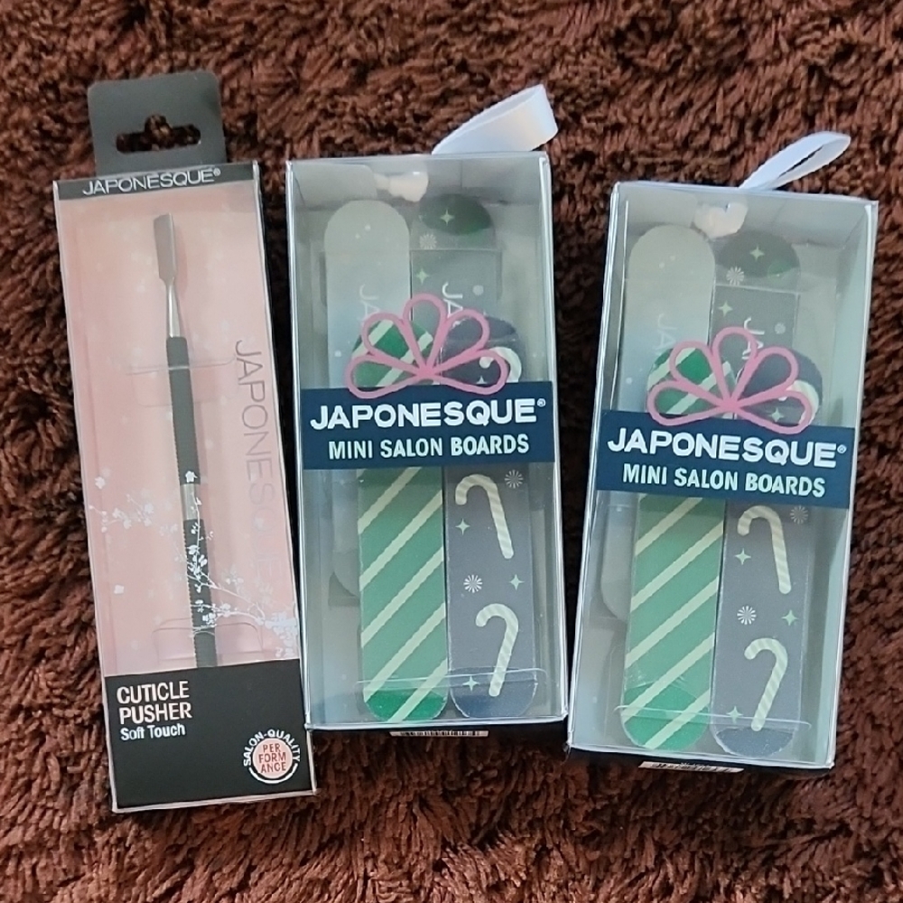 Cuticle Pusher and Mini Salon Boards Set - Pink and Green